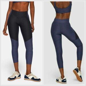Outdoor Voices Warmup Legging - Black/Navy ColorBlock Sz L High Rise Athleisure